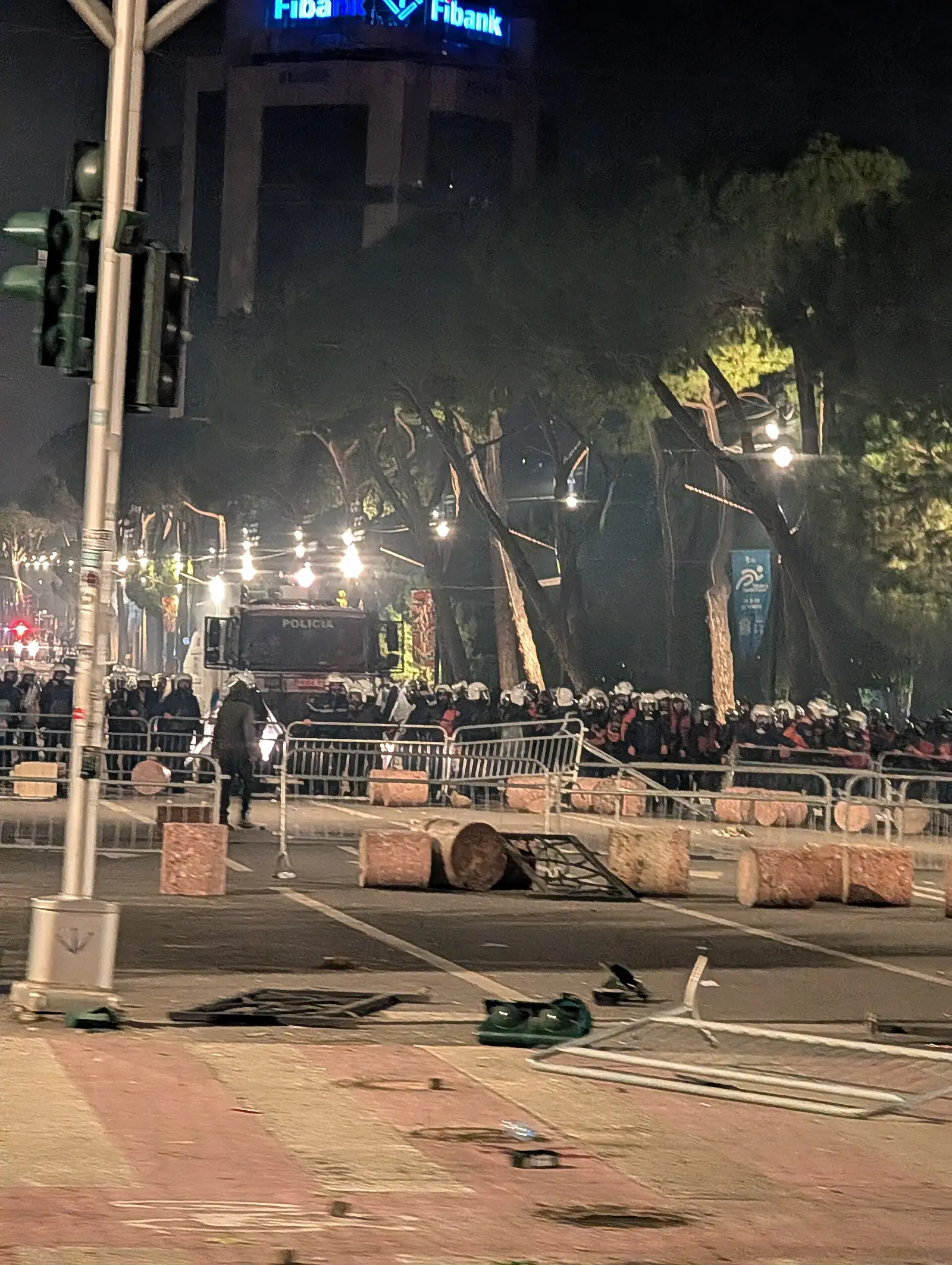 A street in Tirana during the protests, October 2026, described on Commons as the fifth day of the demonstrations.